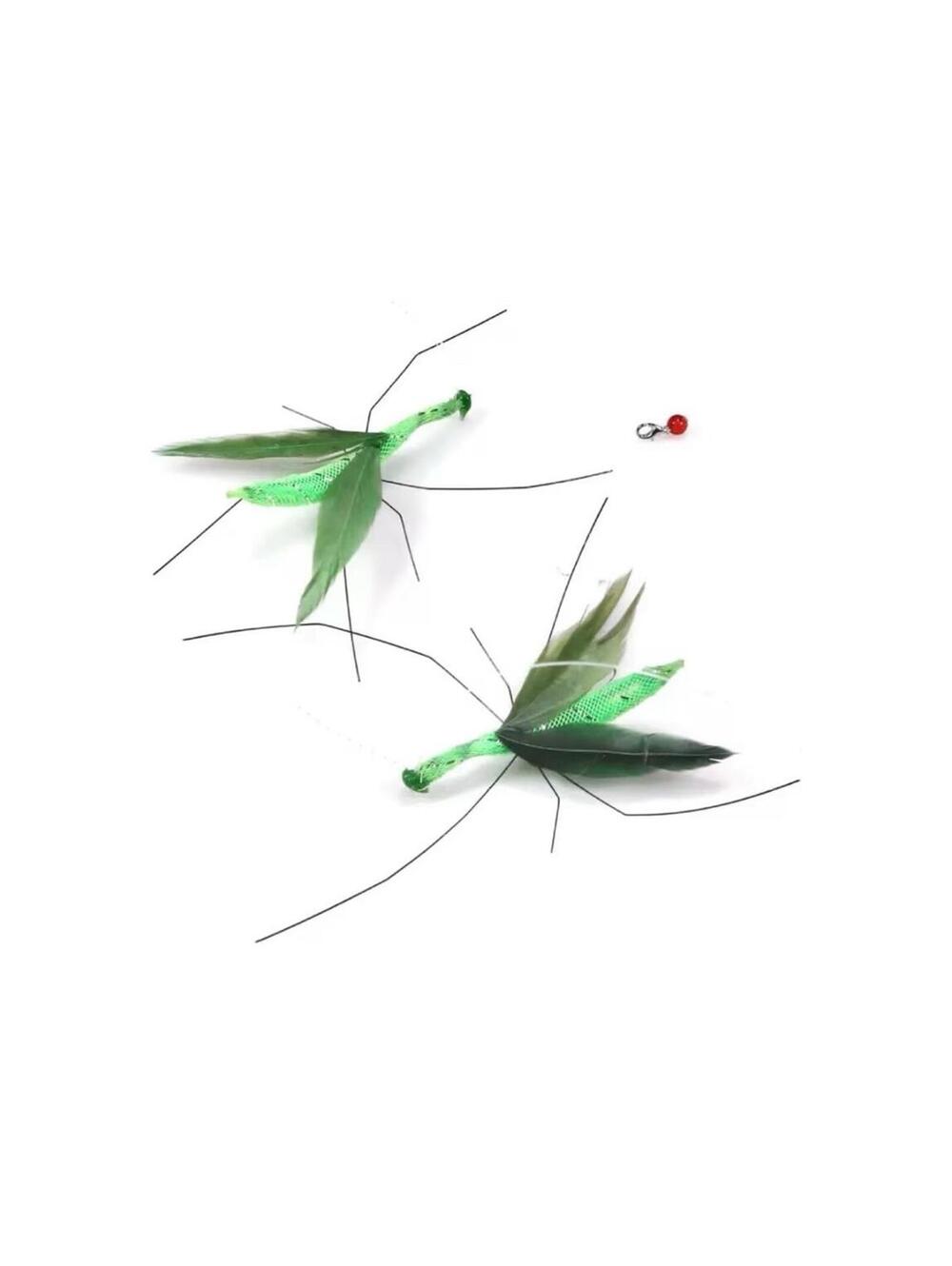 Vitisyao Cat Insect Feather Toys Replacement - 2 Pcs Handmade Natural Bees -